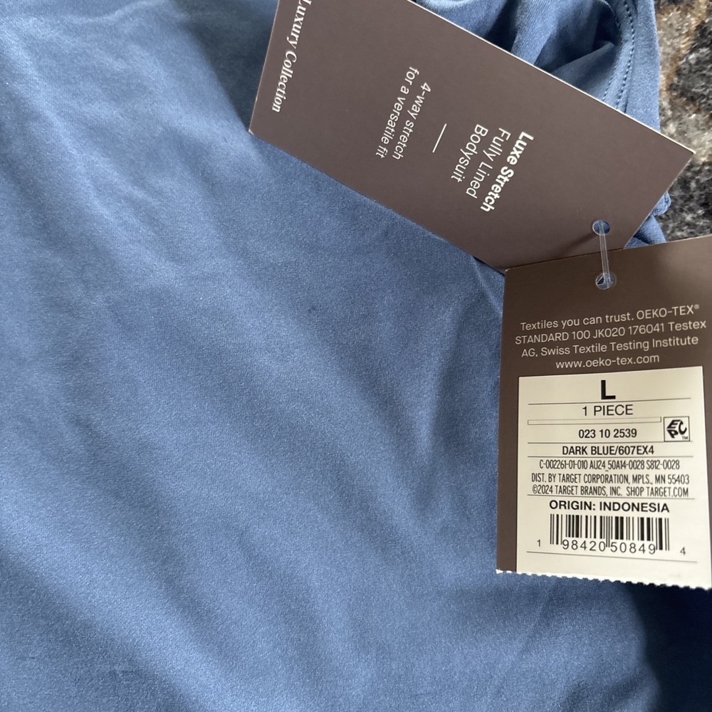 Auden Women's Luxury Collection Stretch Thong Bodysuit blue Size Large - Picture 3 of 4